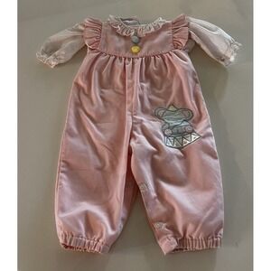VTG 90's Baby Girl Pink Circus Theme Jumper Overalls 2 Pc Elephant 3-6‎ Months